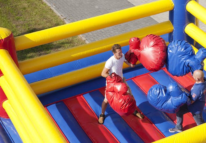 ring de boxe dimension 5.5x5.5x2
affrontez vos amis avec les gants geants